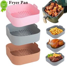 New NEW Airfryer Silicone Basket Pot Square Reusable Oven Baking Tray Round Liner Pizza Plate Grill Pan Mat Air Fryer Accessories