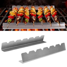 Tools 2Pcs Eco-friendly Skewers Holder Set Silver Colour Kebabs Racks Food Grade Grill Two-Piece Utensils