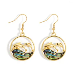 Dangle Earrings Vsy Trends Hawaii Jewellery Ocean Themed Gold Plated Nature Blue Abalone Shell Dolphin Round Pendant Wholesale