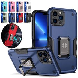 Dual Layer Ring Stand Holder Shockproof Cases for iPhone 14 13 12 mini 11 Pro Max XR XS 7 8 plus Samsung A13 A14 A34 A54 S21 S22 plus S23 Ultra Heavy Duty Hybrid Back Cover
