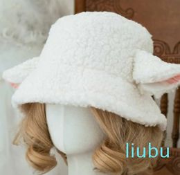 Handmade Sheep Bucket Hat Lolita Ear Cute Girl Lamb Fur Material Black White Ear Holiday Gift