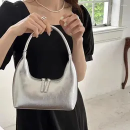 Evening Bags Silver Crescent Underarm Bag For Women's 2023 Luxury Versatile French One Shoulder Handbag Hobo