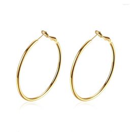 Hoop Earrings Large Gold For Women Girls 14K Real Plated Stainless Steel Silver Rounded Tube Big 40mm