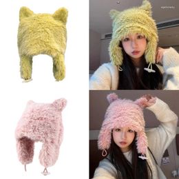 Berets Plush Ox Horn Trapper Hat Adult Ear Protect Winter Warmer Cold Christmas Presents For Students Teens