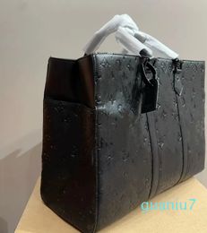 Men Briefcase Fashion Embossed Handheld Tote Bag Black Luxury Shoulder