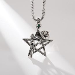 Pendant Necklaces Punk Style Design Five-Pointed Star Rose Necklace For Men And Women Unique Charm Simple Prom Banquet Jewellery