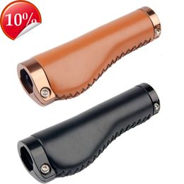 New Leather Mountain Bike Scooter MTB Bike Handlebar Cover Handlebar Grip Handlebar End Anti-Slip Aluminum Lock 1 Pair