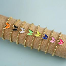 Charm Bracelets Fashionable Butterfly Drops Oil Ball String Bracelet Exquisite And Simple Ladies Girls Gilded Jewelry Gift