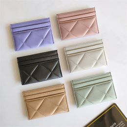 Woman Card Holder Genuine Leather Coin Purse Rhombus Wallet Soft Lambskin Luxury Designer Classic Sheepskin Credit Card Bag Short312J