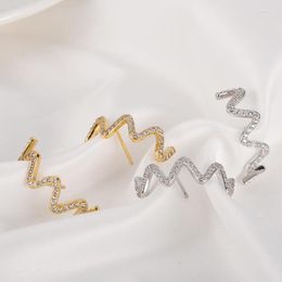 Hoop Earrings Brand Genuine Luxury Real Jewels E1161 Japanese And Korean Wave Microinlaid Zircon Women's Personality 925 Sterling Silver