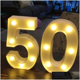 Party Decoration 2Pcs/Set Adt 30/40/50/60 Number Led String Night Light Lamp Happy Birthday Balloon Anniversary Event Supplies Drop De Dhkpt