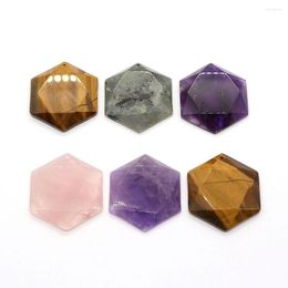 Pendant Necklaces Natural Stone Hexagonal Crystal Agate Faceted 27mm Charm For Making Jewellery DIY Necklace Earrings Bracelet Accessories