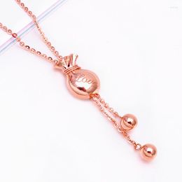Chains 585 Purple Gold Tassel Design Classic Chinese Style Exquisite Necklaces14K Rose Geometric Pendant Jewelry Gift