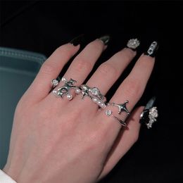 couple rings irregular niche design senior double pearl ring opening female students sense of fashion and cool character index finger ring class rings 02