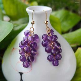 Dangle Earrings Natural Amethyst Beads Grapes Cluster Eardrop Christmas Gift Wedding Hook Thanksgiving Freshwater Holiday Gifts