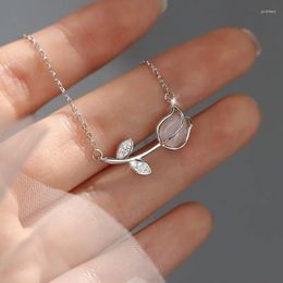 Pendant Necklaces Fashion Zircon Tulip Necklace For Women Personality Temperament Clavicle Chain Pendants Birthday Party Jewellery Gift