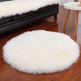 Mattor vita runda päls mattor för sovrum päls mattor vardagsrum tvättbara barn rum golvmatta rosa raggy fårskinn heminredning