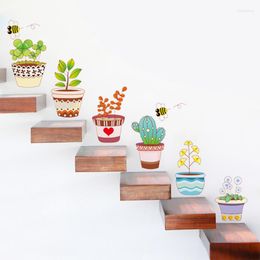 Wall Stickers Kid's Pastoral Bonsai Pot Flower Plant Sofa Decoration Window Decorative Home Decal Living Room Poster Decor