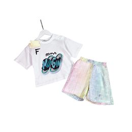 Детская футболка с короткими рукавами, шорты, хлопковый костюм, новинка 2023 года, модный пионер мужского и женского костюма, тренд 90-160 см, D190
