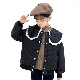 Jackets Girls Jacket Outerwear Cotton Padded Coats Solid Colour For Children Casual Style Clothes