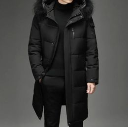 Men's Down Parkas Thickened Jacket 30 Winter Warm Coat 2023 Men Fashion Long black Duck Hooded Plus Size 5XL 231122