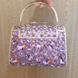 Evening Bags XIYUAN Luxury Wedding Party Clutch Bag Bride Crystal Silver Purple Diamond Handbag Women Handbags Purse 231123