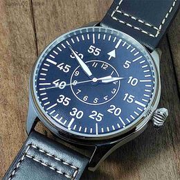 Wristwatches Vakuy Mechanical German Military Watch B-Uhr Pilot Seagull ST3601 Gooseneck Two Hand Strong Luminous 41mmQ231123