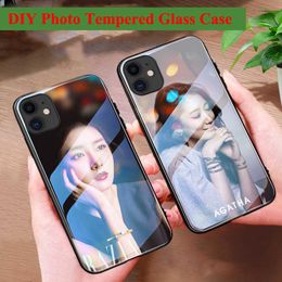 Cell Phone Cases Custom Photo Tempered Glass Case for iPhone 14 13 12 Pro Max Mini 11 XS Max XR SE X 8 7 Plus 6s Plus Case Unique Bumper DIY Case J230421