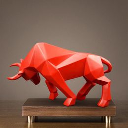 Resin Bull Statue Bison Ox Sculpture Abstract figurine Home Decoration Modern accessories nordic decoration home decor Statues T20274S