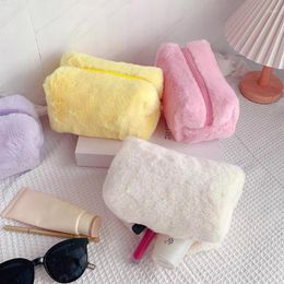 Storage Bags Fur Makeup For Women Soft Travel Cosmetic Bag Organiser Case Young Lady Girls Make Up Necessaries 1 Pc Solid Handbags