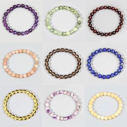 Strand High Quality Natural Stone For Women Amethysts Charms Bracelets Healing Jewelry Garnet Stretch Bangles Men