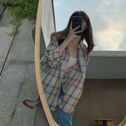 Women's Blouses Plaid Shirts Women Loose Causal All-match Sun-proof Design Tops Korean Preppy Style Holiday Vintage Fashion Streetweat Basic