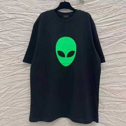 High quality designer clothing Summer Night Glow Alien T-shirt Burnt Craft Mens Womens Style Couple Edition