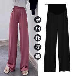 Maternity Bottoms Pants Of Pregnant Women Trousers Wide-legged Female In The Ice Silk Drape Straight O