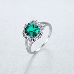 European Vintage Emerald Ring S925 Sterling Silver Shining 3A Zircon Fashion Brand Ring American Hot Popular Women High end Ring Jewelry Valentine's Day Gift spc