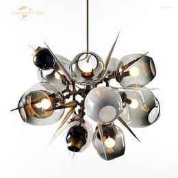 Chandeliers Modern LED Lighting Nordic Molecule Glass Metal Indoor Lights Fixture Home Decoration Bedroom Living Room Lamps