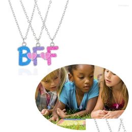 Jewelry Pendant Necklaces 3Pieces/Set Colorf Glitter Bff Letter Friendship For 3 Kids Girls Children Jewelry Gift Drop Delivery Baby, Dhw9D