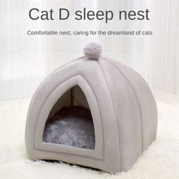 kennels pens Cat House Winter Warm Pet Bed Four Seasons Universal Breathable Nest Plush Mattress Small Dog Kennel Supplies 231123