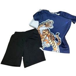 Детская футболка с короткими рукавами, шорты, хлопковый костюм, новинка 2023 года, модный пионер мужского и женского костюма, тренд 90-160 см, D171