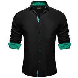 Men's Casual Shirts Mens Solid Black and Green Cheque Paisley Polyester Shirts Luxury Men Clothing Wedding Party Dress Cotton Shirt Blouses 231122