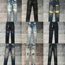 Erkek Kot Avrupa Jean Hombre Mektup Yıldız Erkekler Nakış Patchwork Trend Marka Motosiklet Pantolon Erkek Sıska BOYUTU 29-40 Için Yırtık