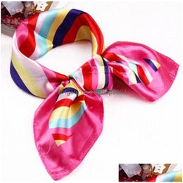 Print Square Scarf Headdress Neck Satin Scarves Women Business Suit Wraps Shawl Kerchief Drop Delivery Fashion Accesso Dhhqc