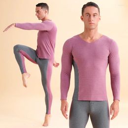 Men's Thermal Underwear Winter Fleece Men Long John Set Soft Warm Polyester Fitness Themo Shirt Bottom Leggings Suit Man Sleepwear