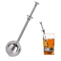 Coffee Tea Tools Stainless Steel Infuser Balls Sphere Mesh Telescopic Teas Strainer Sugar Flour Sifters Philtres Interval Diffuser Dhne1