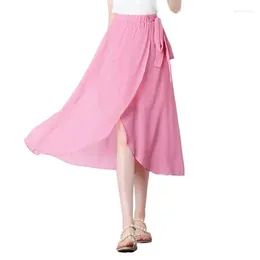 Skirts High Waist Sexy Split Long Plus Size Summer Asymmetrical Skirt Purple Red Pink Yellow Boho Chiffion 5XL 6XL