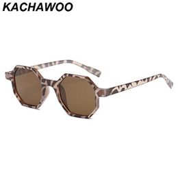 Sunglasses Kachawoo octagon sunglasses women vintage leopard orange black small sun glasses for men summer beach accessories 2018 J230422