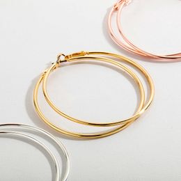 Popular Womens 60mm Glossy Large Hoop Earrings Three to One Card High-end Exaggerated Big Earrings Hot Selling Cubic Zirconia Rose Gold Bridal Ear Ring Jewellery Gift