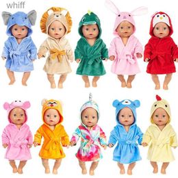 Towels Robes New Bathrobe Animal Suit Fit 17inch New Bathrobe Animal Suit Fit 43cm Baby New Born Doll ClothesL231123