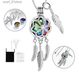 Pendant Necklaces Customised Small Urn Necklace Dream Catcher She Cremation Ashes Pendant Stainless Steel Jewellery For Women Keepsake For AshesL231123