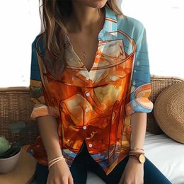 Women's Blouses Ladies Fashion Casual Long Sleeve Shirt Hawaiian Beach Vacation Simple Comfortable 3D Printing